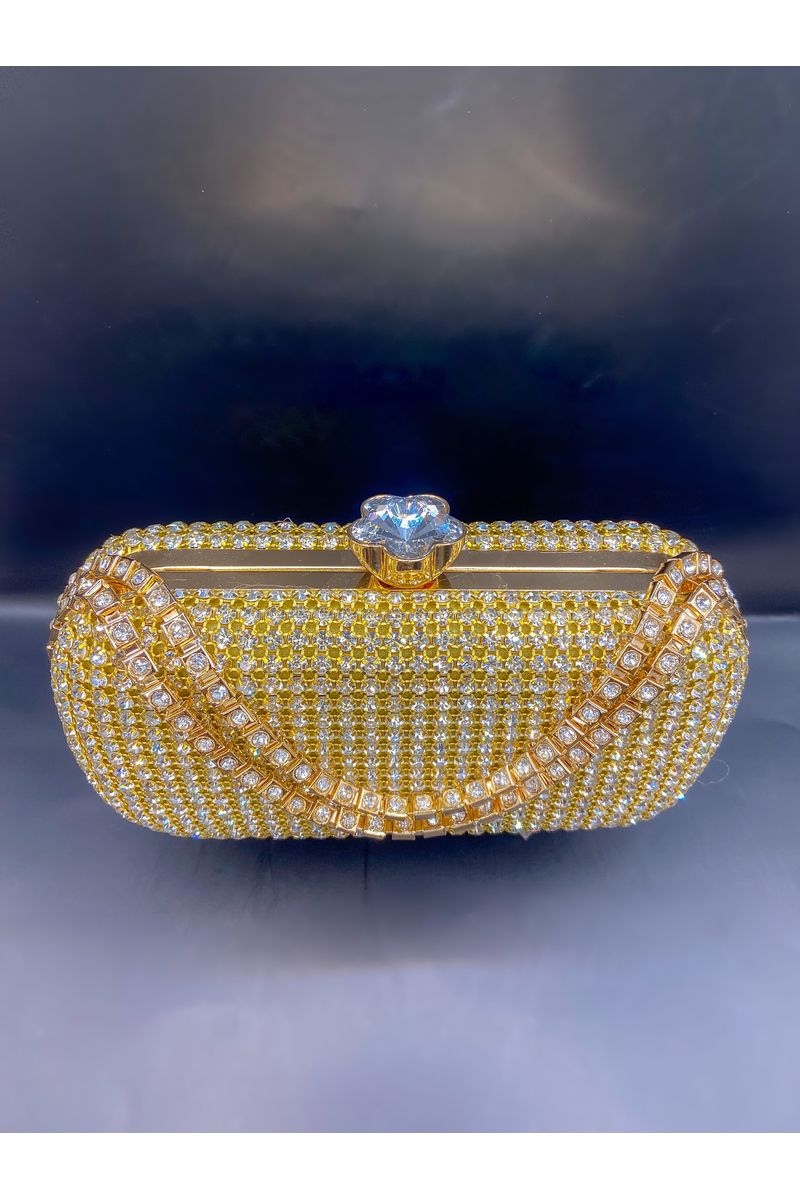 Gold Rhinestone Clutch Bag