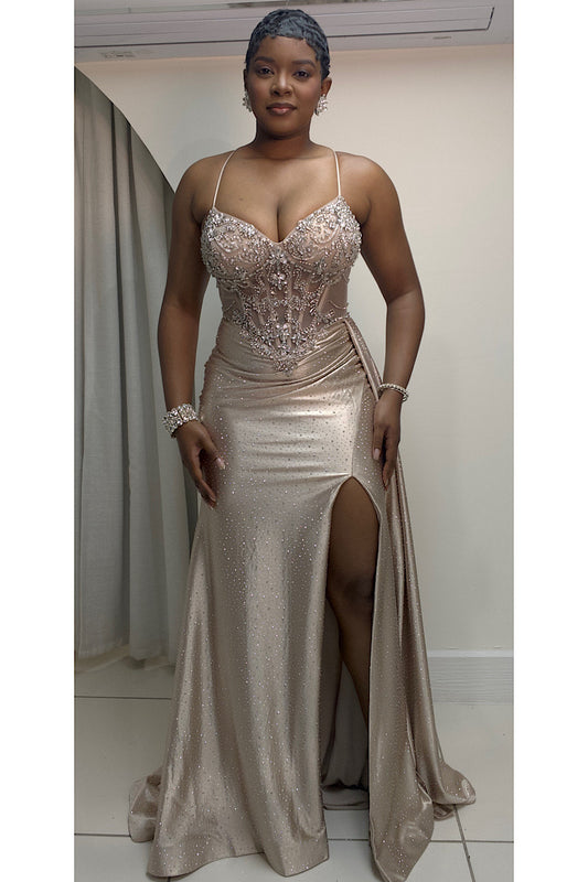 Studded Embellished Shear Bodice Formal
