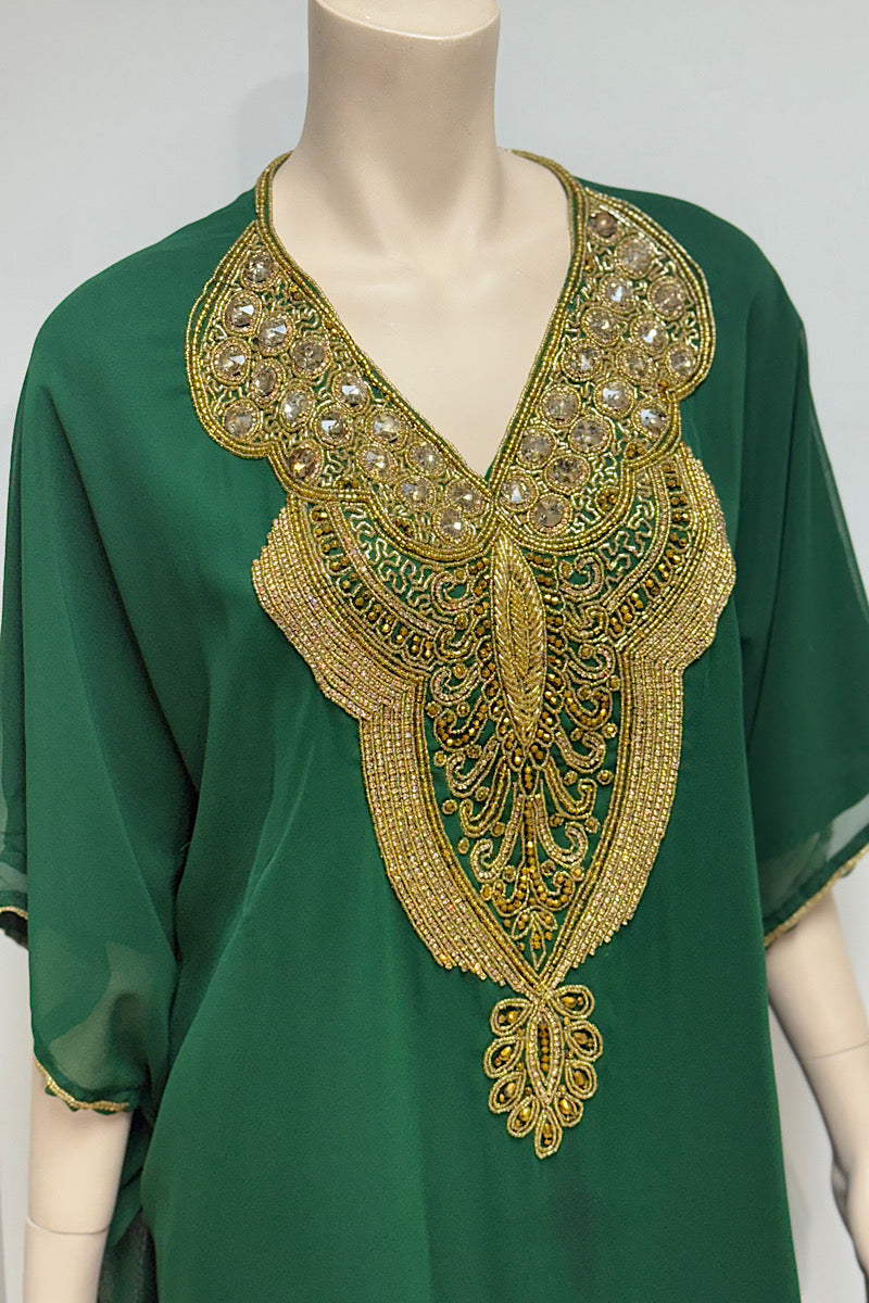 Beaded V-Neck Kaftan Dress