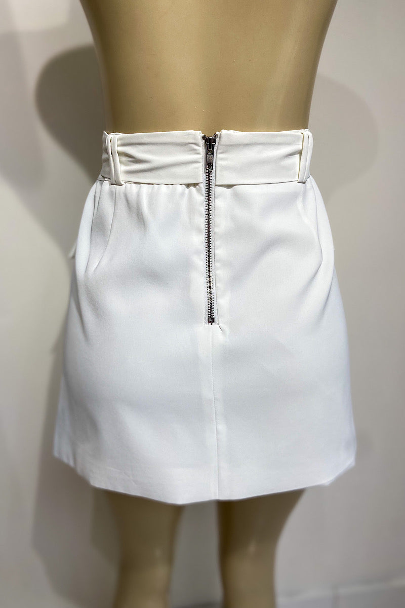 White Golden Belt Skirt