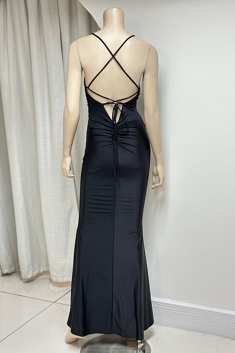 Fitted Ruched Drawstring Formal Dress