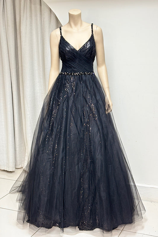 Beaded Spaghetti Strap Tulle Formal