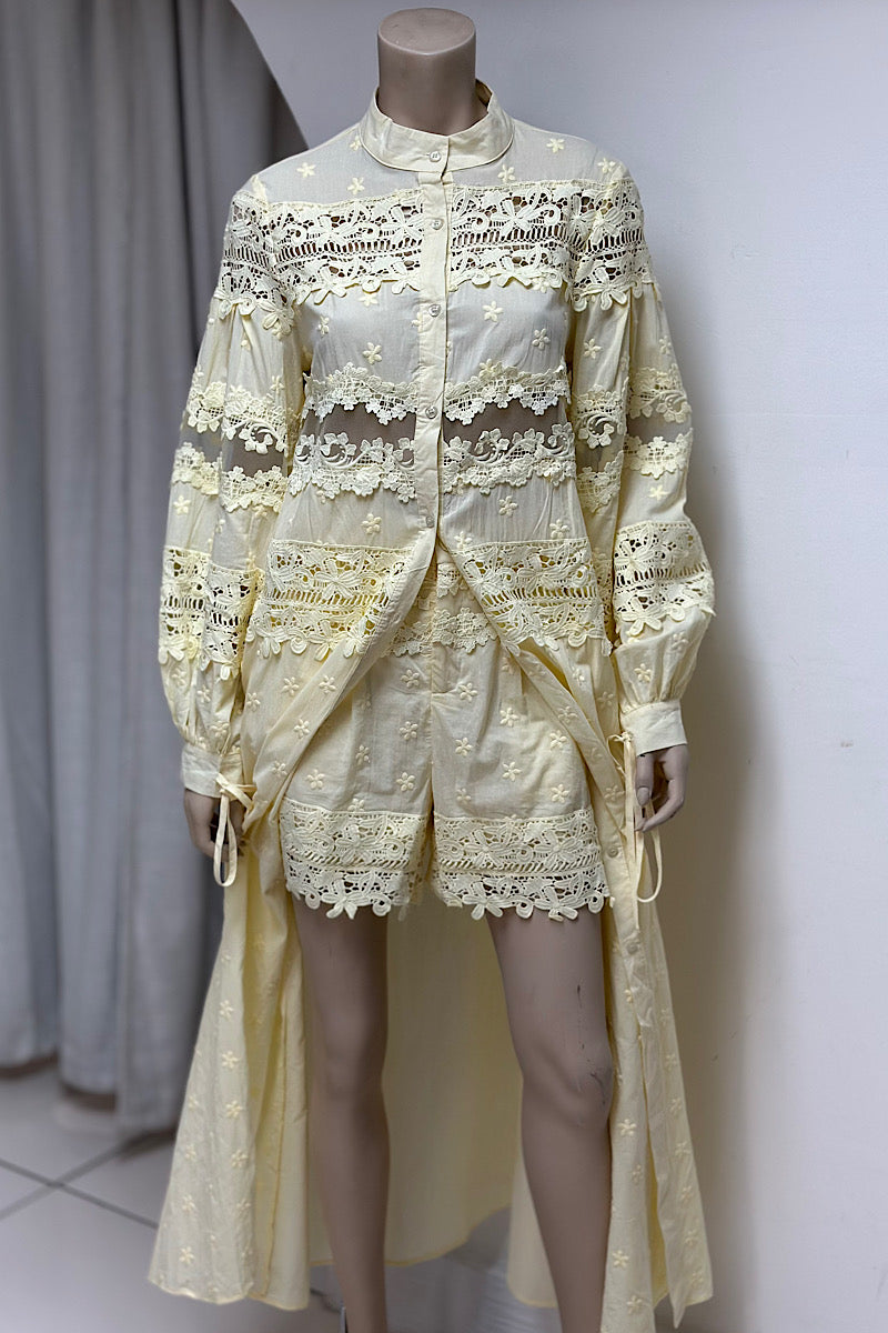 Floral Embroidered Short Pant Set
