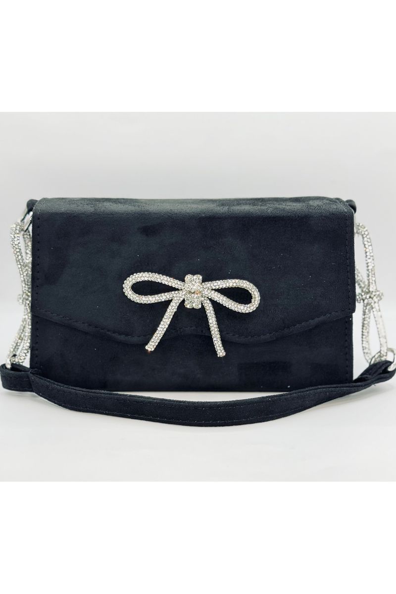 Velvet Rhinestone Bow Bag