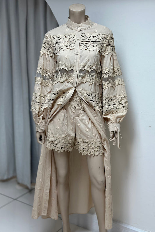 Floral Embroidered Short Pant Set