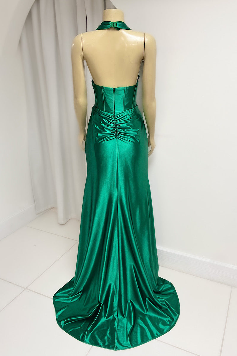 Halter Satin Corset  Gown