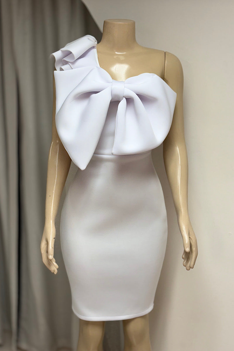 White Bow Scuba Dress