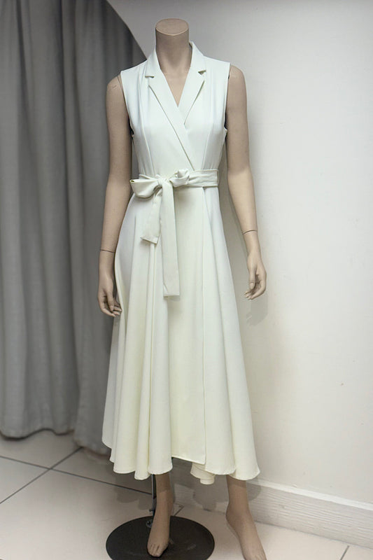 Collared Tie-Waist Vest Dress