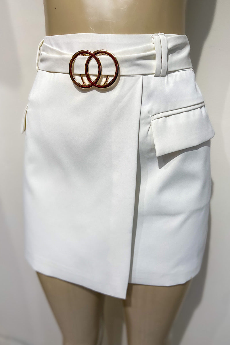 White Golden Belt Skirt