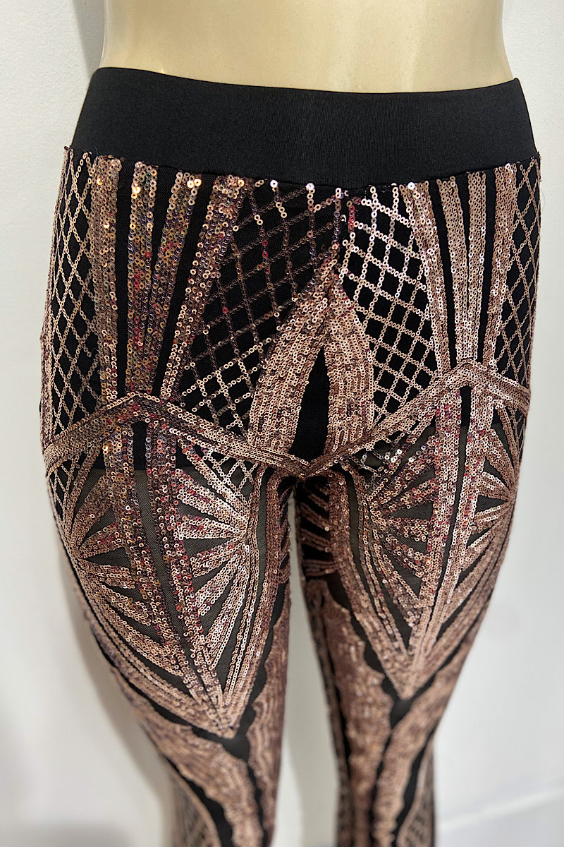 Sexy Gold & Black Sequin Pants (only)