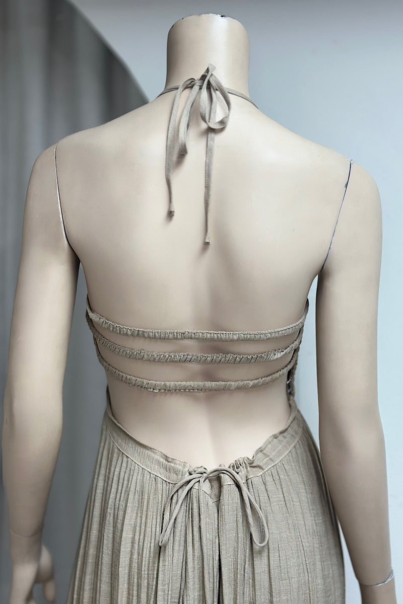 Halter Smock Top Maxi Dress