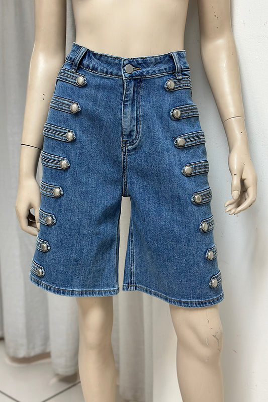 Wide Leg Denim Shorts