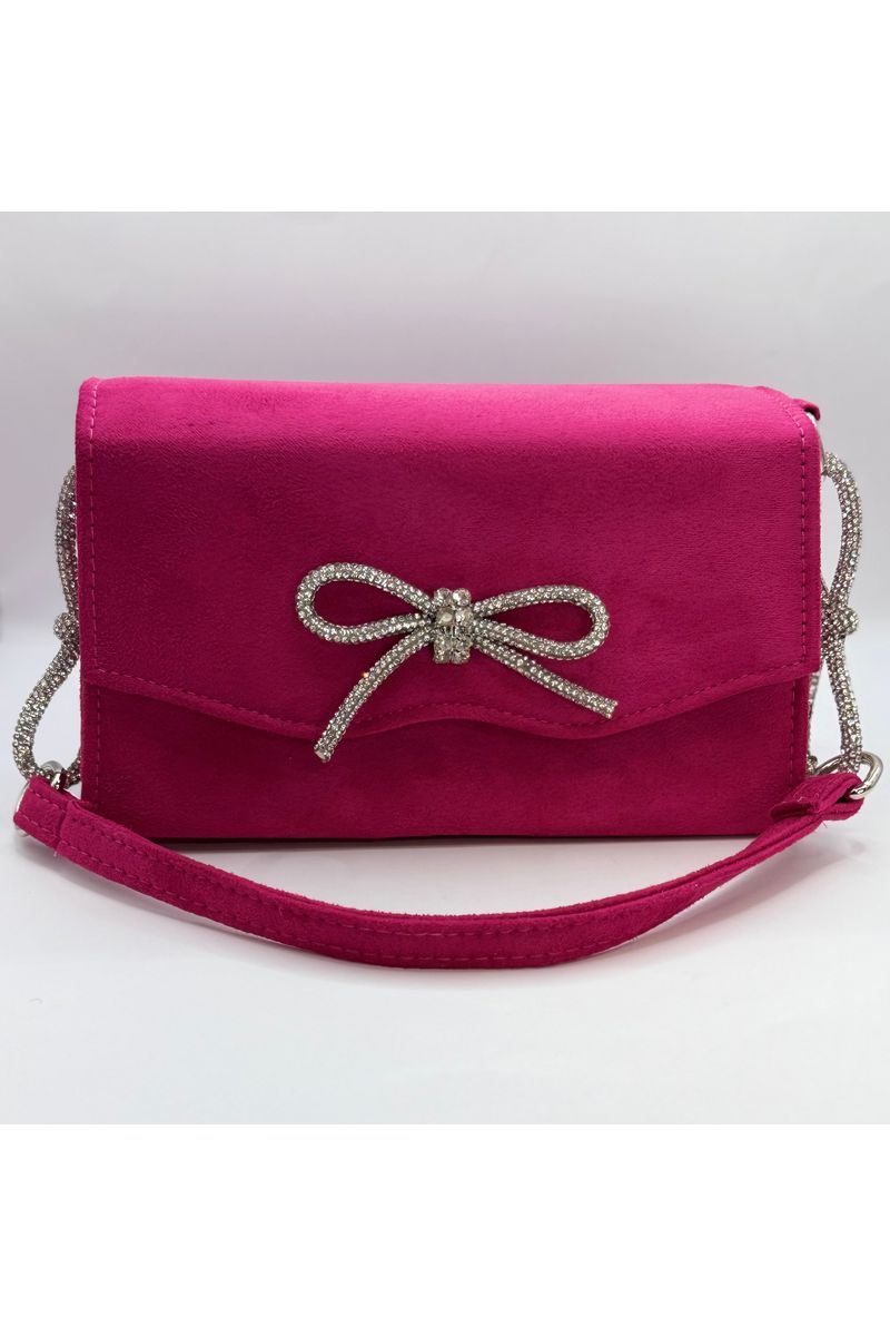 Velvet Rhinestone Bow Bag