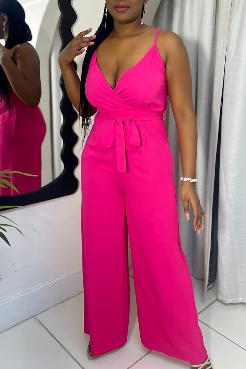 Spaghetti Strap Tie Waist Jumpsuit