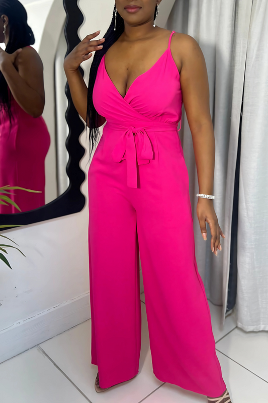 Spaghetti Strap Tie Waist Jumpsuit