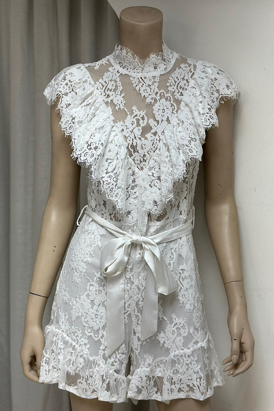 Lace Ruffle Sleeve Romper