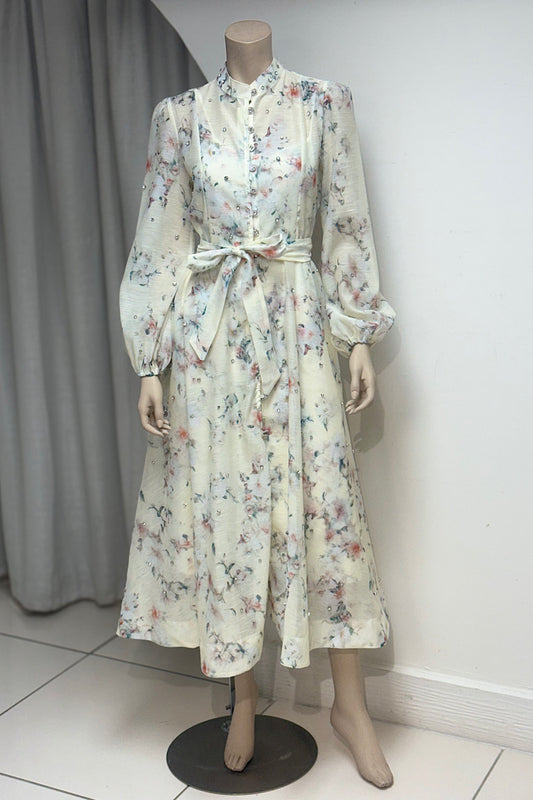 Long Sleeve Rhinestone Embellished Maxi