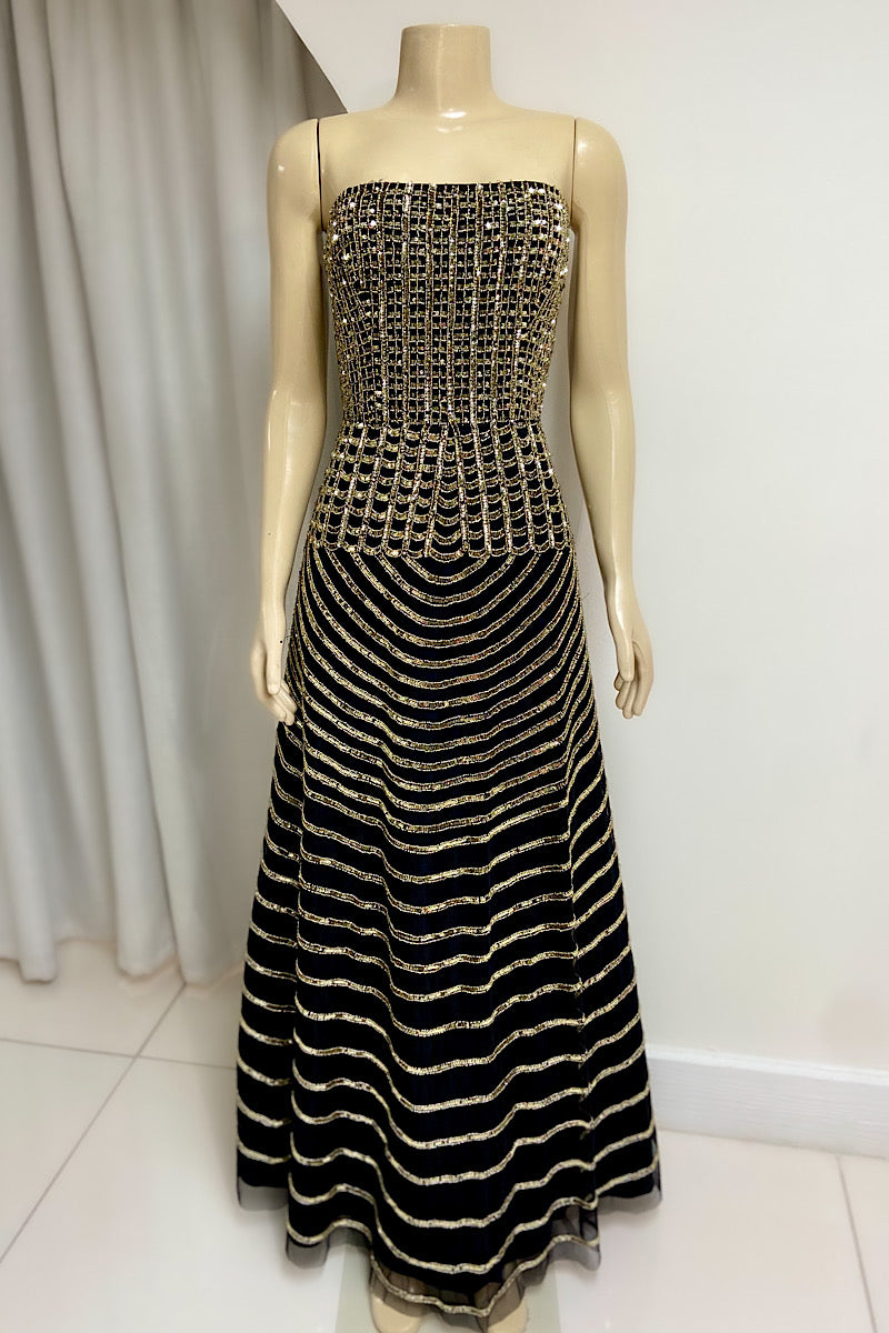 Gold Hand Beaded Formal