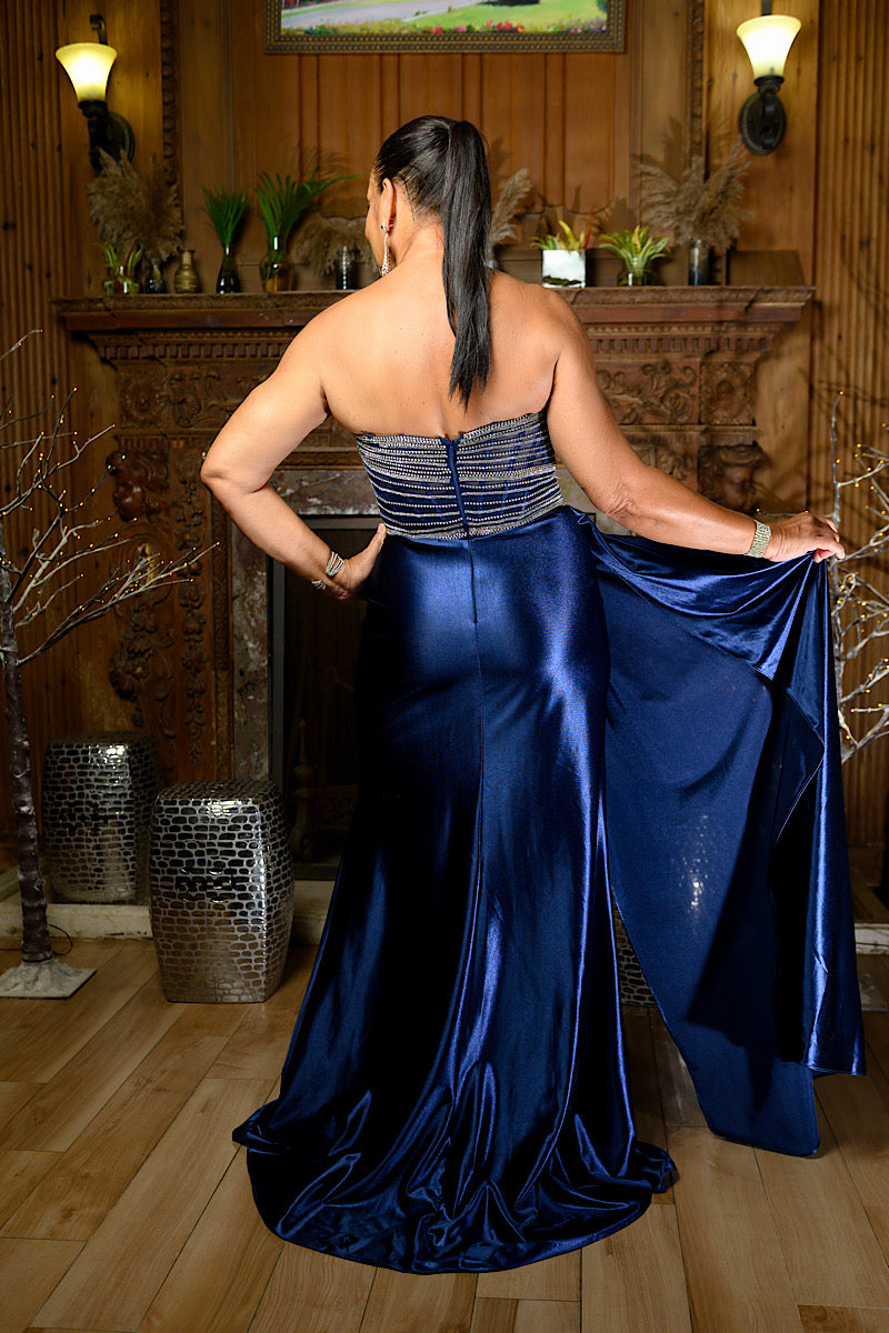 Rhinestone Embellished Corset Formal Dress