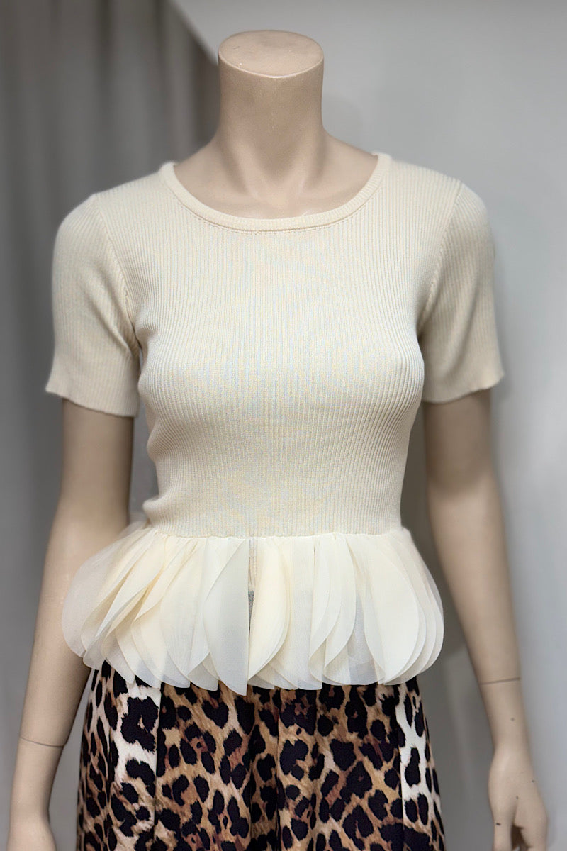 Petal Bottom Ribbed Top