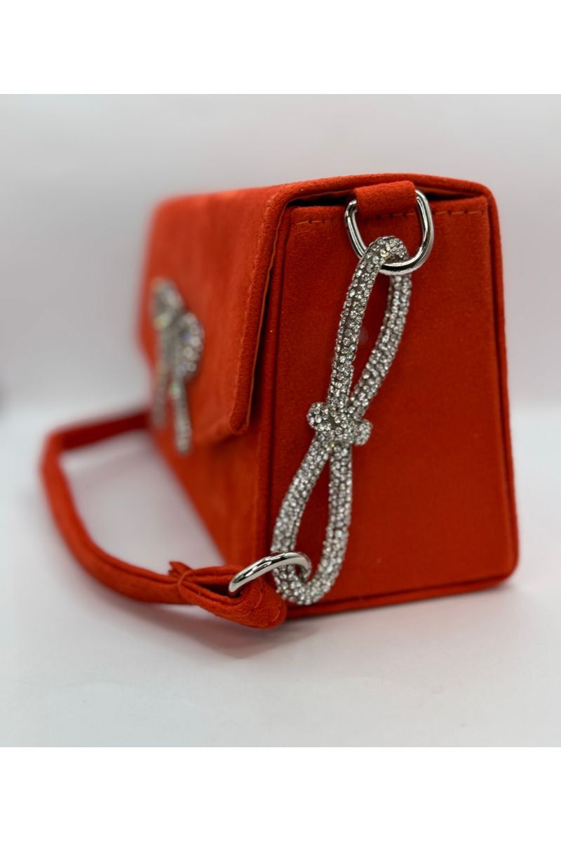 Velvet Rhinestone Bowe Bag