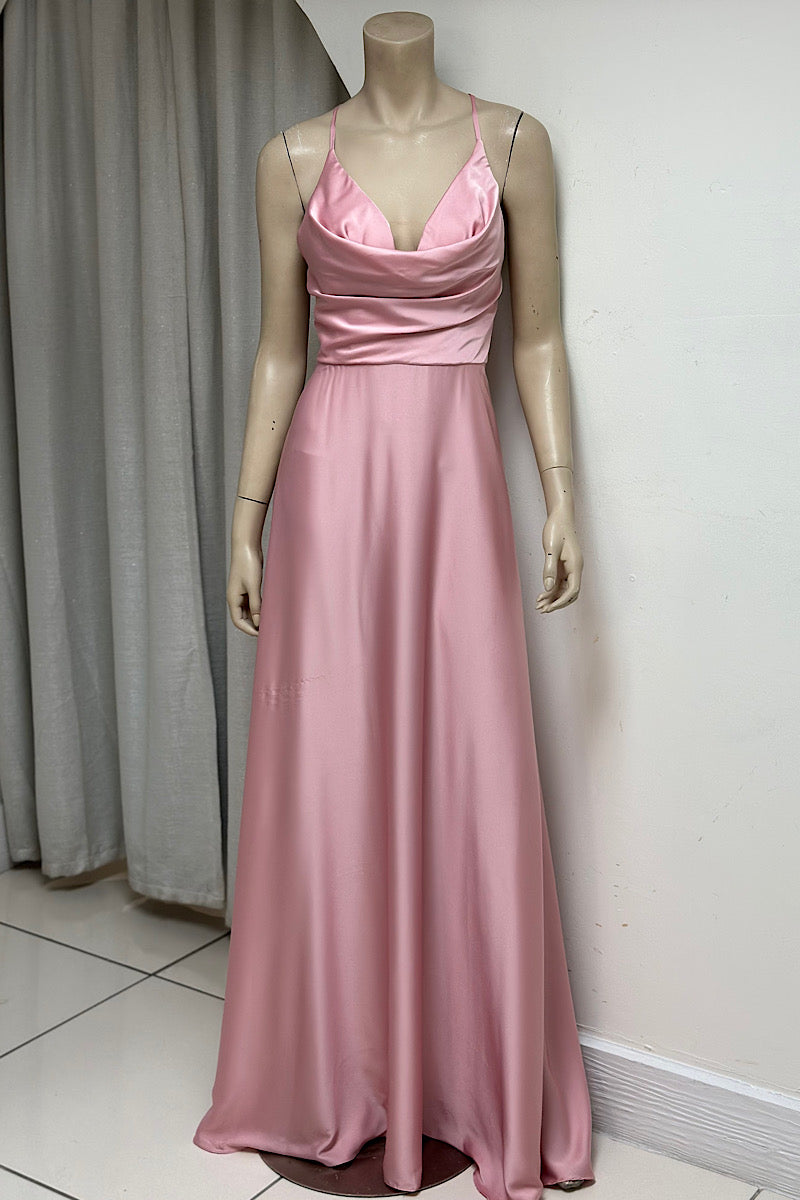 Cowl Neck Flowy Formal Dress