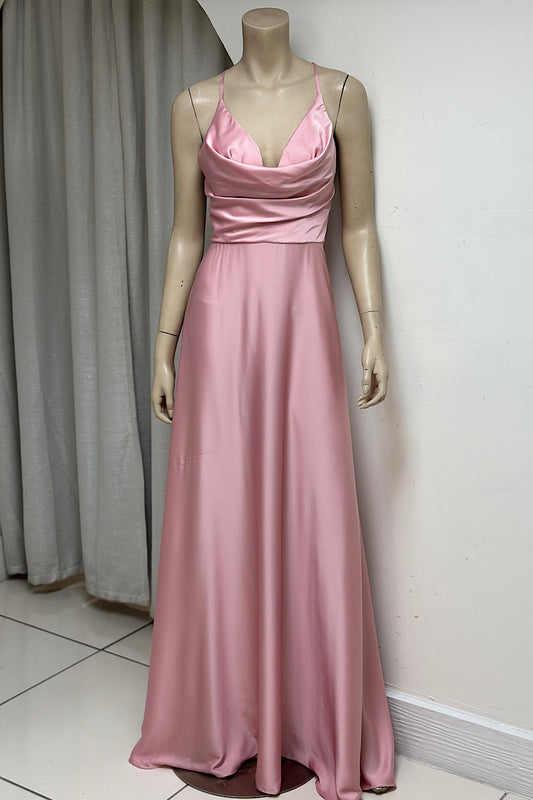 Cowl Neck Flowy Formal Dress