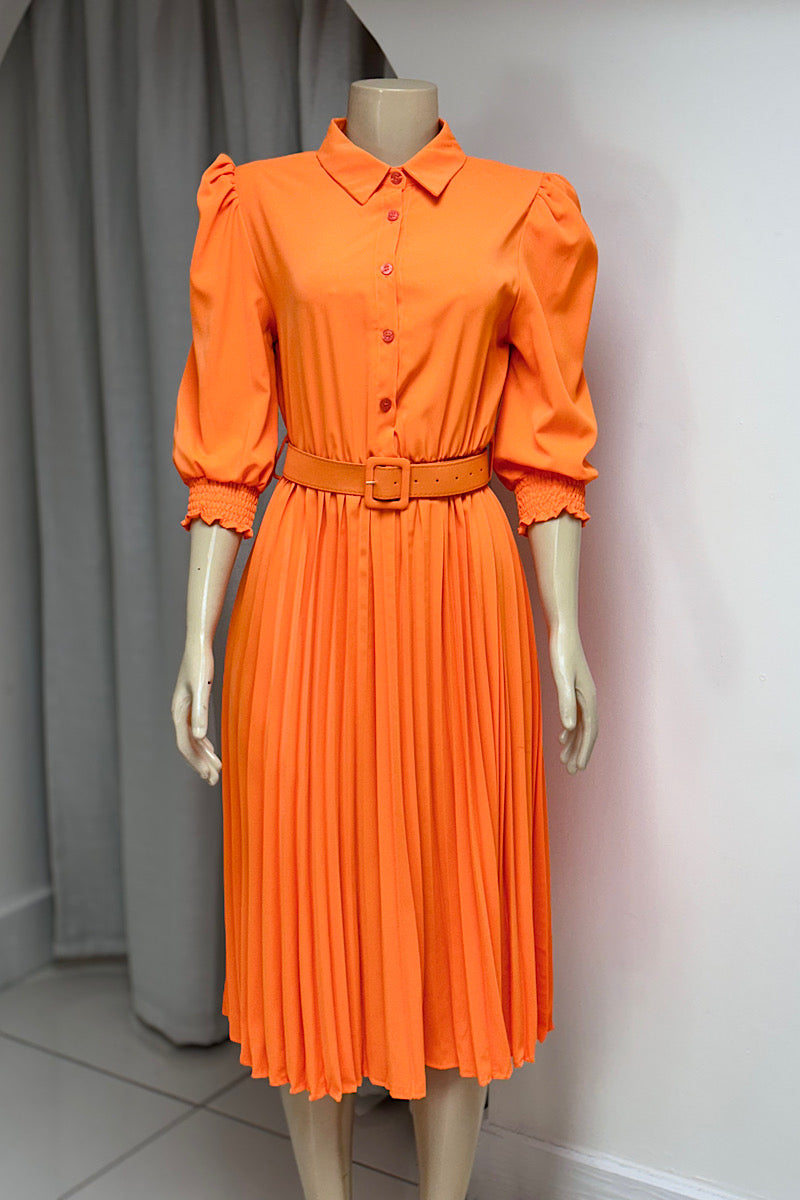 Belted Pleated Dress