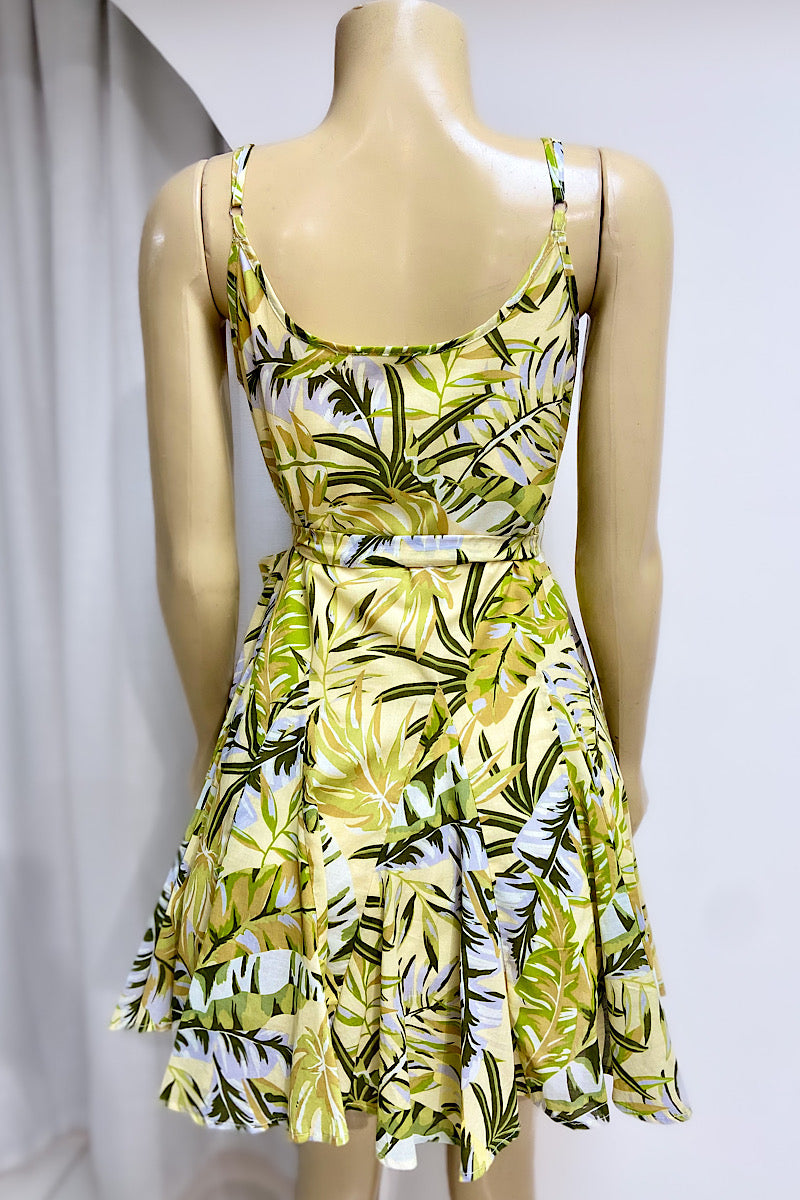 Yellow Tropical Mini Dress