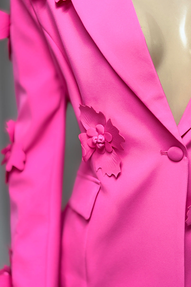 Pink 3D Flower Blazer