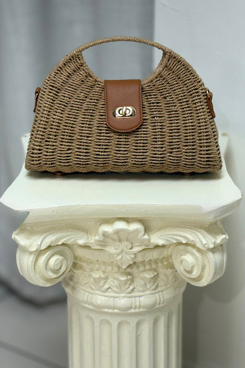 Structured Raffia Handle Bag