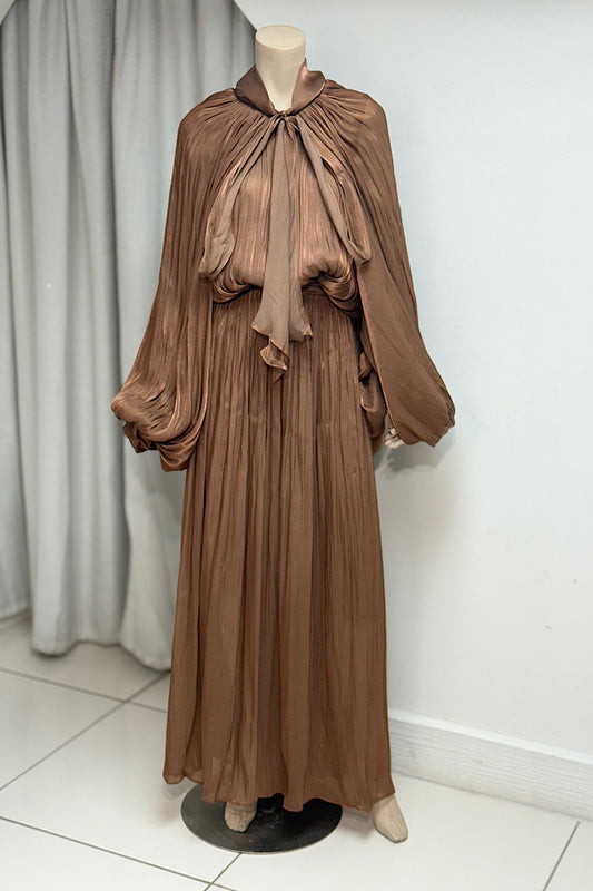 Tie Neck Loose-Fit Maxi Dress