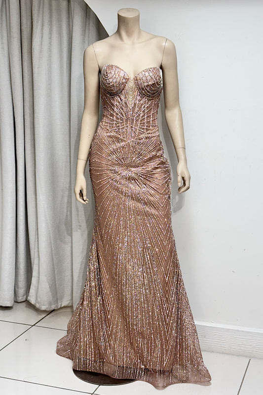 Embellished Corset Drape Cup Formal