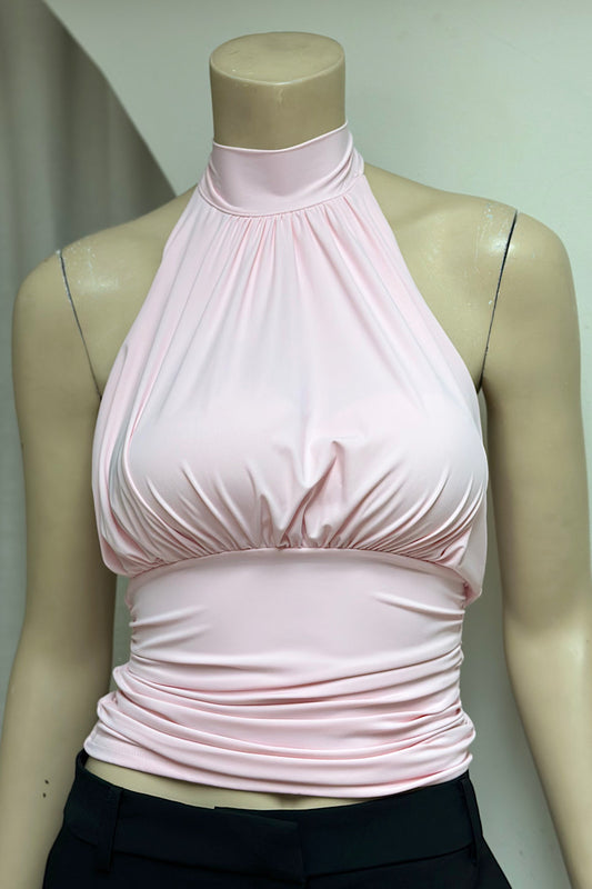 Tie-Neck Halter Crop Top