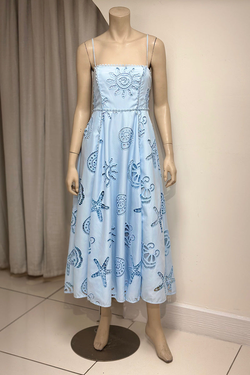 Embroidered Flowy Midi Dress