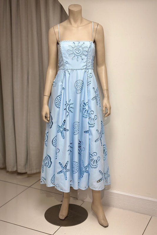 Embroidered Flowy Midi Dress