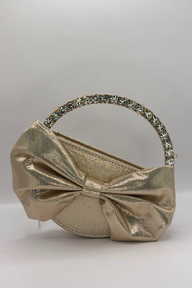 Rhinestone Handle Bow Bag