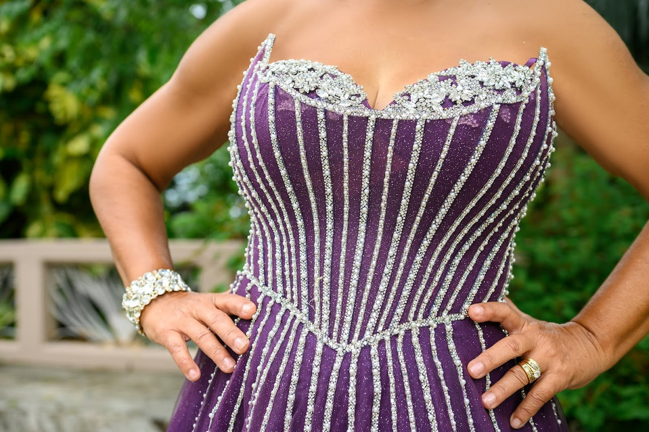 Embellished Shimmer Corset Ball Gown