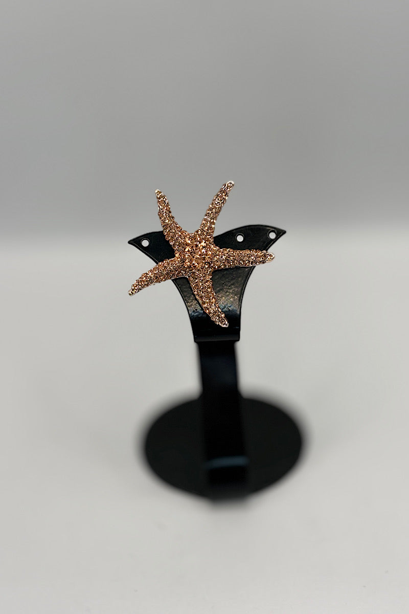 Rhinestone Starfish Brooch