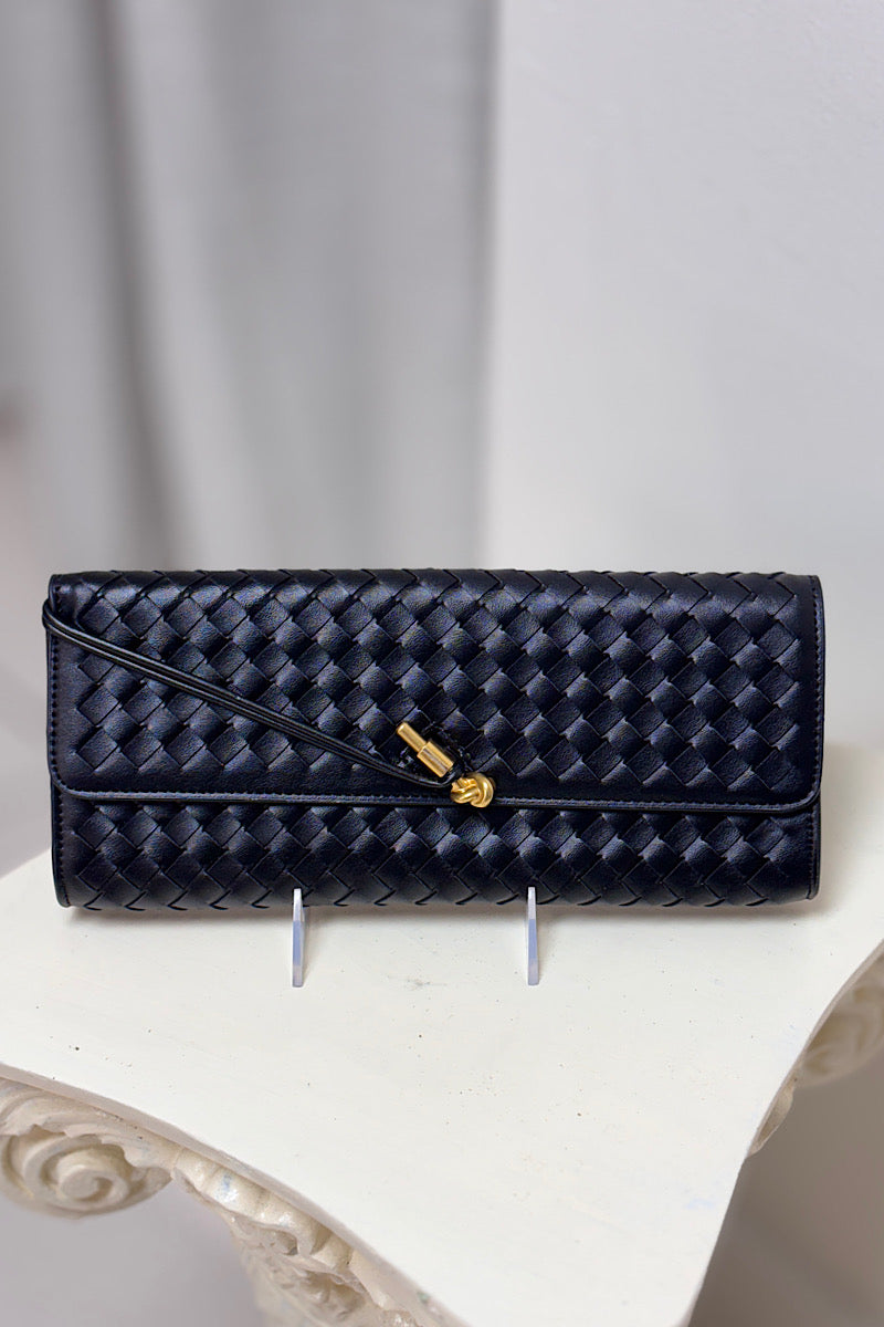 Braided Leather Envelope Clutch