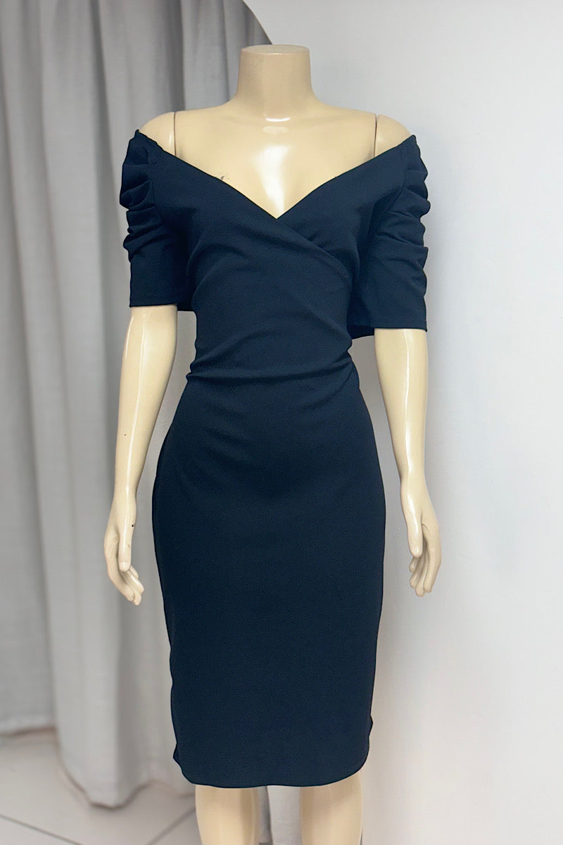 Black Vneck Curvy Dress