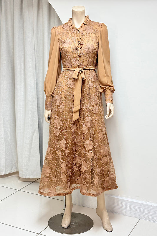 Embroidered Pearl Detail Dress