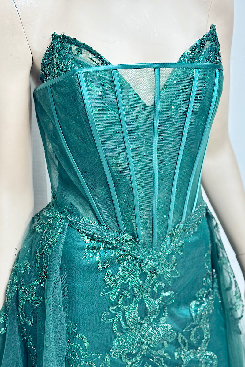 2 Layer Detachable Skirt/ Corset Sequin Formal