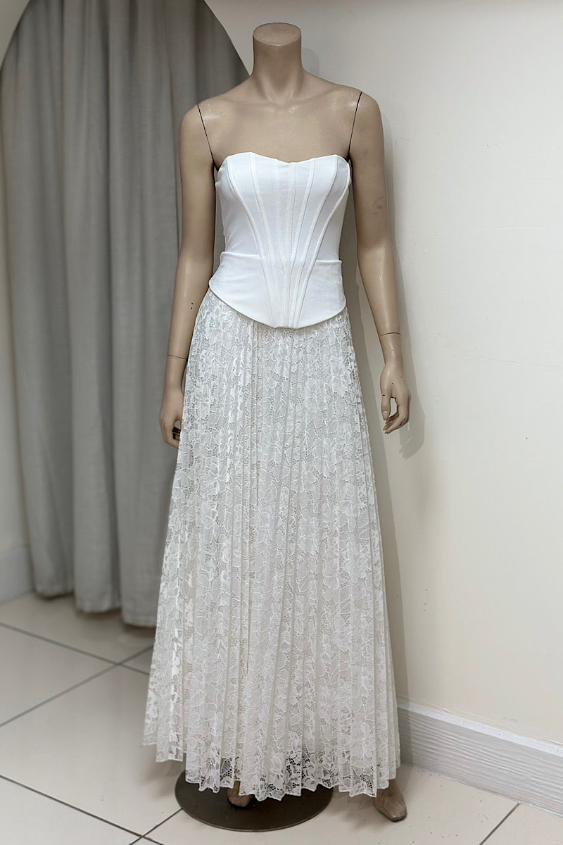 Corset Pleated Lace Semi Formal Dress