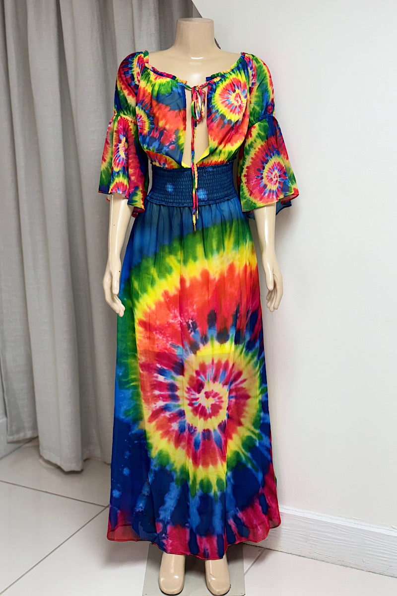 Tie Dye Colorful Maxi Dress
