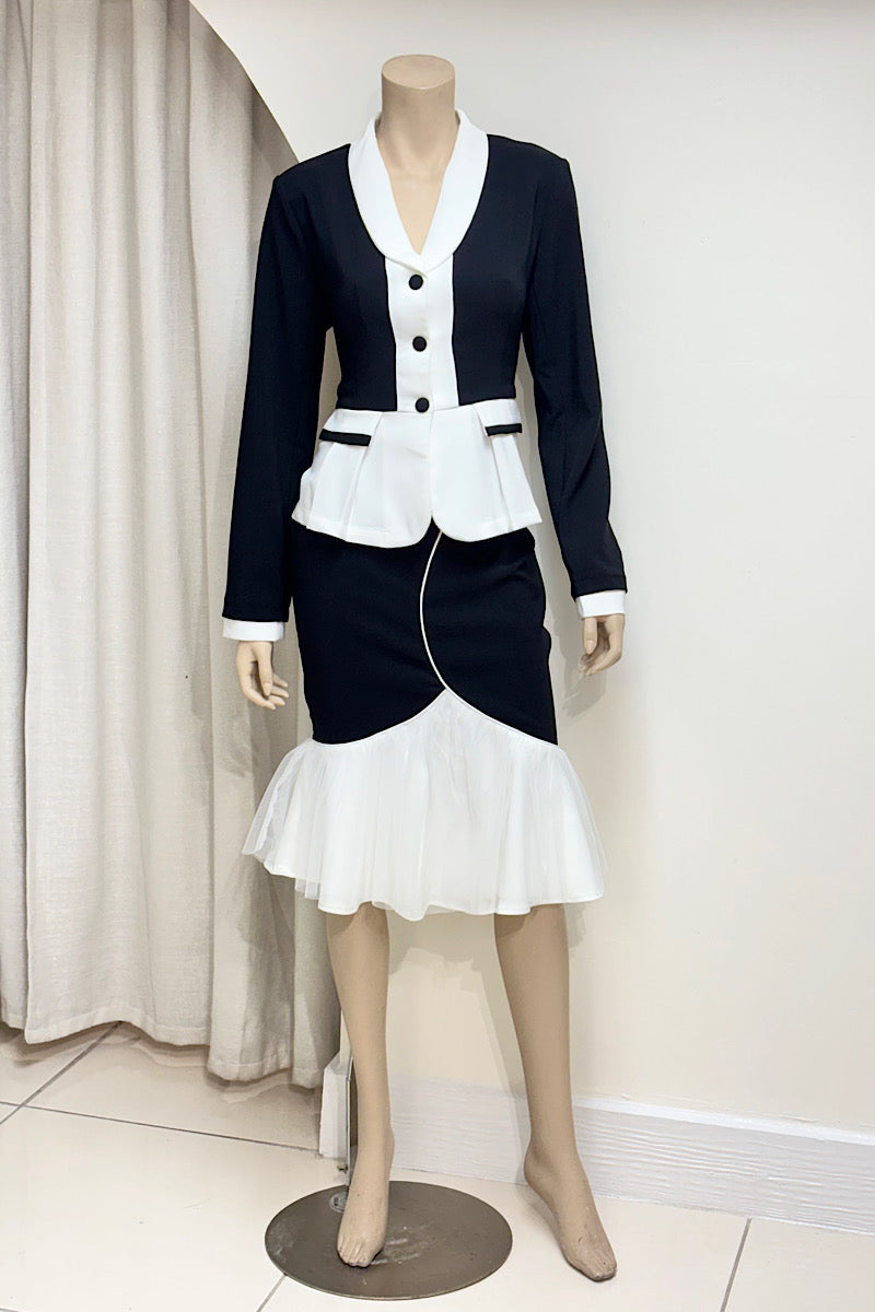 Fit And Flare Suit Skirt Set