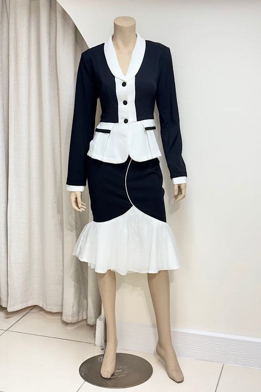 Fit And Flare Suit Skirt Set