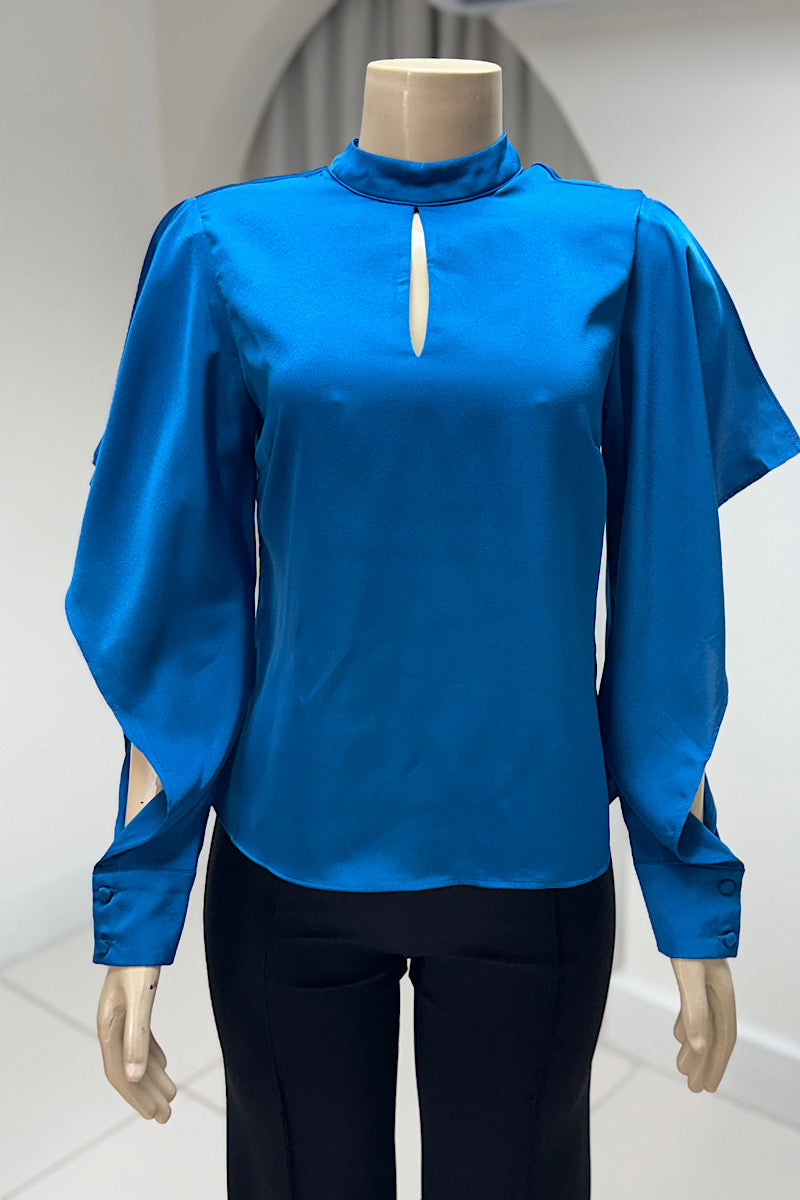 Silk Mock Turtleneck Top