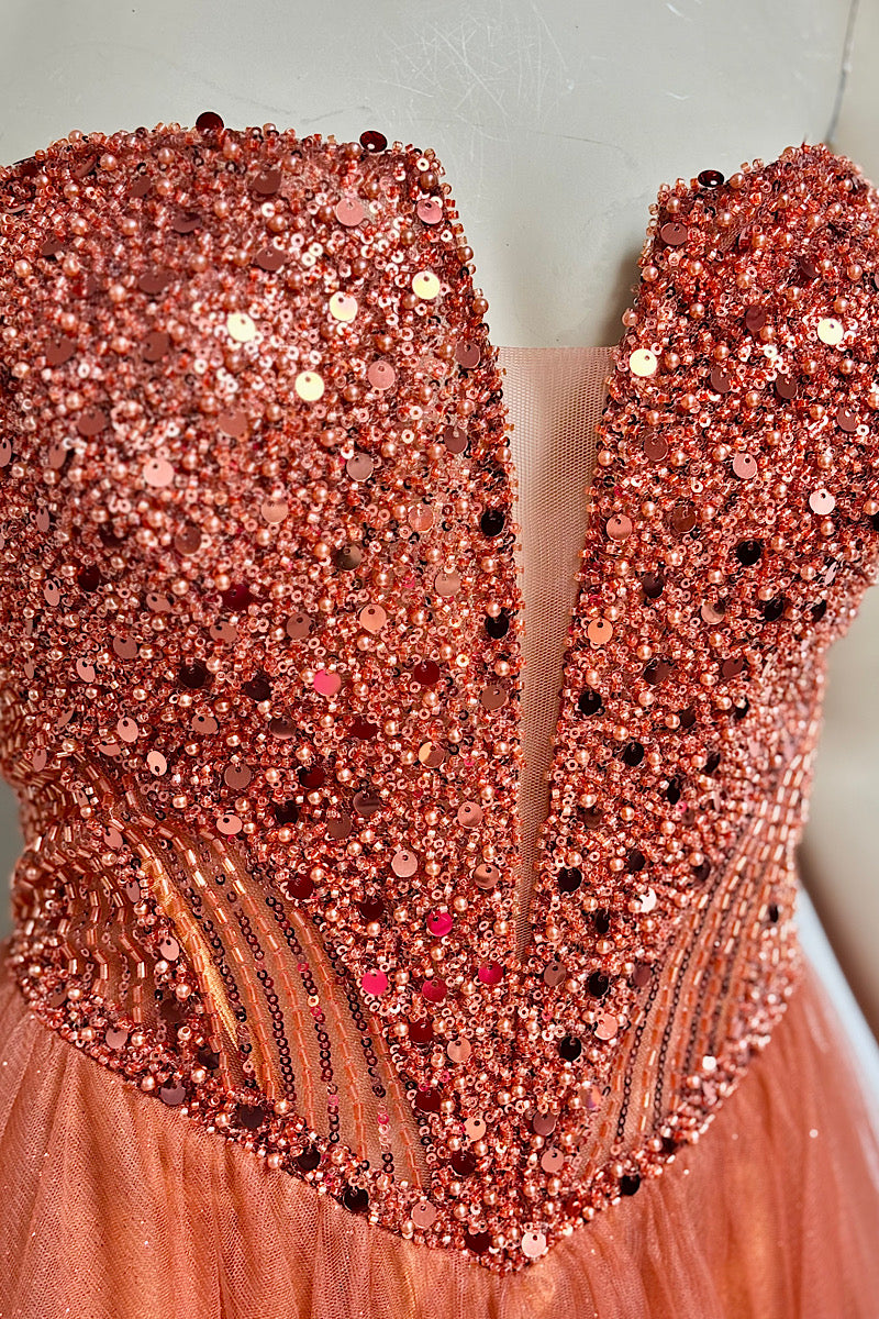 V-Waist Beaded Flare Formal