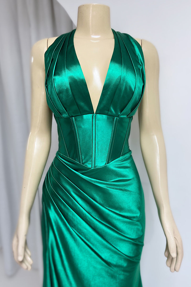 Halter Satin Corset  Gown